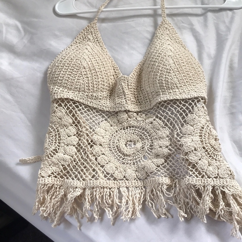 Crochet backless crop top